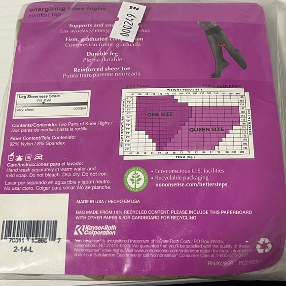 NIP No Nonsense Support Knee Highs 2 Pair Pack - Tan - Picture 2 of 2